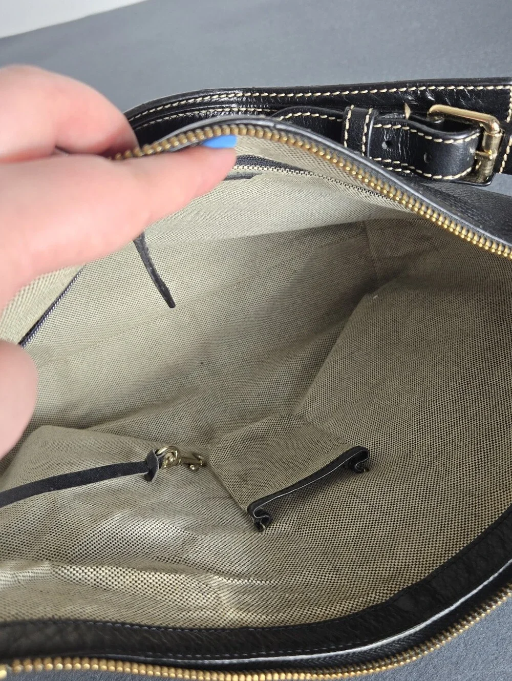 Dooney & Bourke Black Pebbled Leather Hobo with Gold Hardware Travel Plane
